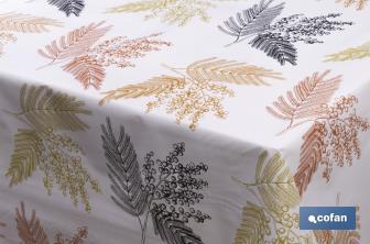 Rollo de semi hule básico | Mantel de PVC | Diseño con ramas | Medidas: 1,40 x 25 m - Cofan