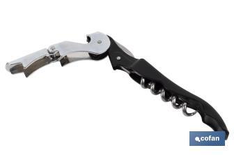 Professional corkscrew with foil cutter | Double-levered corkscrew | Stainless steel and polypropylene - Cofan