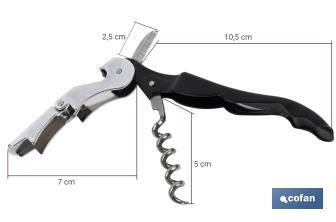 Professional corkscrew with foil cutter | Double-levered corkscrew | Stainless steel and polypropylene - Cofan