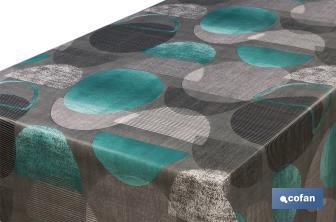 Rollo de semi hule básico | Mantel de PVC | Diseño de círculos | Medidas: 1,40 x 25 m - Cofan