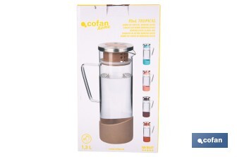Borosilicate glass jar | 1,300ml Capacity | Several Colours | Size: 27.5 x 16.5cm ø 10cm - Cofan