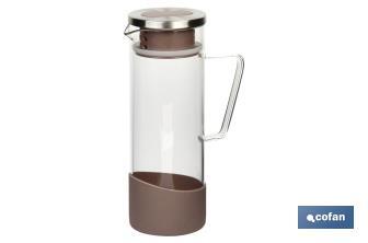 Brocca di vetro borosilicato | Capacità: 1300 ml | Vari colori | Dimensioni: 27,5 x 16,5 x Ø10 cm - Cofan