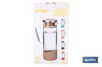 Borosilicate glass jar | 1,300ml Capacity | Several Colours | Size: 27.5 x 16.5cm ø 10cm - Cofan