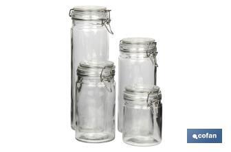 Set of 4 storage glass jars | 750-1,150-1,500-2,100ml Capacity - Cofan
