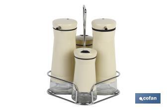 Set de aceiteras de 4 piezas | Capacidad: 2 piezas de 230 ml y 2 piezas 120 ml | Color beige - Cofan