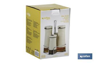 Cruet set of 4 pieces | 2-piece capacity of 230ml and 2-piece capacity of 120ml | Beige Colour - Cofan