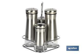 Cruet set of 4 pieces | 2-piece capacity of 230ml and 2-piece capacity of 120ml | Staineless Steel - Cofan