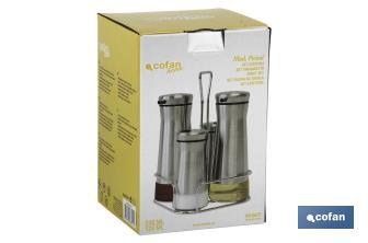 Set de aceiteras de 4 piezas | Capacidad: 2 piezas de 230 ml y 2 piezas de 120 ml | Acero Inoxidable - Cofan