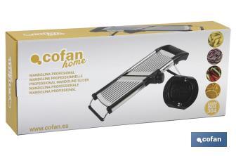 Mandolina Cortadora fabricada en acero inoxidable I Medidas: 41,8 x 16,5 x 6,5 cm | Corta espesores de hasta 6 mm - Cofan