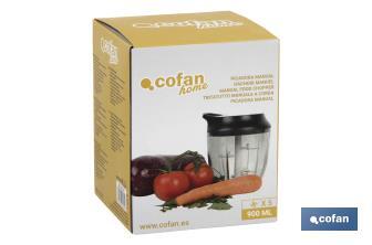 Tritatutto manuale per alimenti | Include coperchio e fruste | Capacità: 900 ml - Cofan