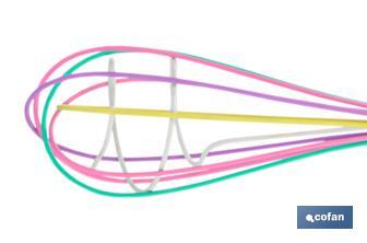 Frusta da cucina in polipropilene | Modello Vergini | Il manico è viole e le fruste multicolore | Lunghezza: 25 cm - Cofan