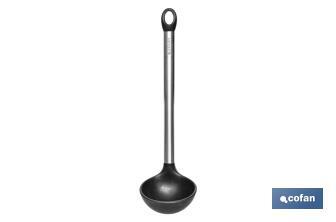 Colher de sopa modelo Neige I Silicone com cabo de aço inox I Medida 32 cm | Resistente até 220ºC - Cofan