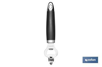 Apribottiglie Modello Sena | Realizzata in acciaio inox con manico in ABS | Nero | Dimensioni: 18,5 cm - Cofan