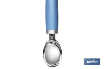 Colher de gelado Modelo Sena I Aço inox com cabo ABS azul Medida 18 cm - Cofan