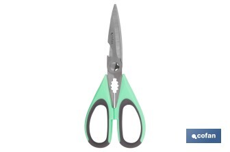 Multipurpose Scissors | Stainless Steel | Sena Model | Light green and purple | 22cm in length - Cofan