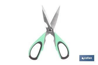 Multipurpose Scissors | Stainless Steel | Sena Model | Light green and purple | 22cm in length - Cofan