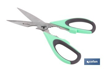 Multipurpose Scissors | Stainless Steel | Sena Model | Light green and purple | 22cm in length - Cofan
