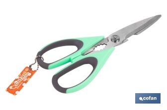 Multipurpose Scissors | Stainless Steel | Sena Model | Light green and purple | 22cm in length - Cofan