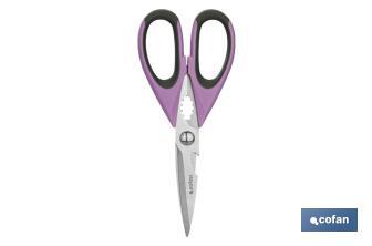 Multipurpose Scissors | Stainless Steel | Sena Model | Light green and purple | 22cm in length - Cofan