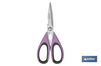 Multipurpose Scissors | Stainless Steel | Sena Model | Light green and purple | 22cm in length - Cofan