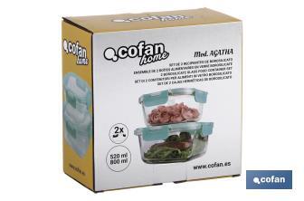 Set of 2 square food containers, Agatha Model - Cofan