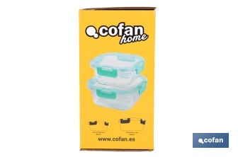 Set of 2 square food containers, Agatha Model - Cofan