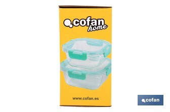 Set of 2 square food containers, Agatha Model - Cofan
