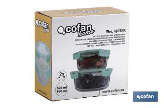 Set de 2 Fiambreras Redondas de Borosilicato | Modelo Aghata | Capacidad 620-950 ml - Cofan
