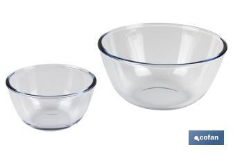 Set da 2 insalatiere rotonde di vetro borosilicato Modello Baritina | Capacità: 800 ml - 2700 ml - Cofan