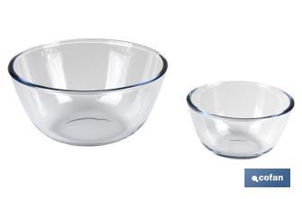 Set of 2 borosilicate glass round bowls, Baritina Model | 800ml-2,700ml capacity | Two bowls of different sizes - Cofan