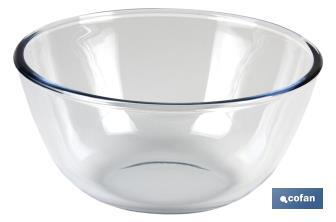 Set of 2 borosilicate glass round bowls, Baritina Model | 800ml-2,700ml capacity | Two bowls of different sizes - Cofan