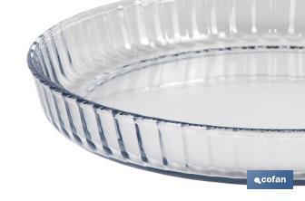 Round borosilicate glass baking dish, Baritina Model | 1,600ml Capacity | Size: 27.7 x 3.5cm | Weight: 900g - Cofan