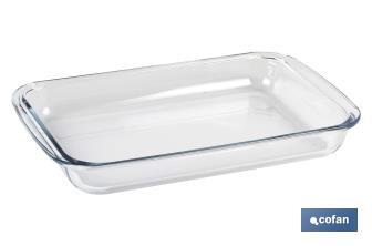 Set de 3 fuentes rectangulares de borosilicato Modelo Baritina I Capacidad: 1600 ml - 2200 ml - 3000 ml - Cofan