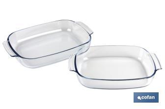 Set de 2 fuentes ovaladas Modelo Baritina | Fabricadas en vidrio borosilicato | Capacidad 2700 ml - 3800 ml - Cofan