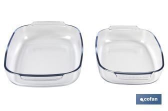 Set de 2 fuentes ovaladas Modelo Baritina | Fabricadas en vidrio borosilicato | Capacidad 2700 ml - 3800 ml - Cofan