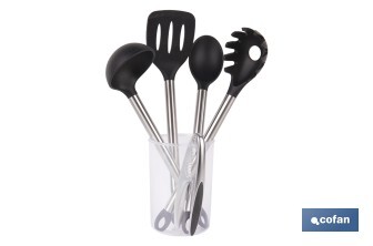 Conjunto de 6 utensílios de cozinha pretos da gama Neige - Cofan