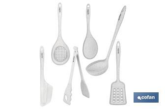 Set de 7 utensilios blancos para cocina de la gama Bach - Cofan