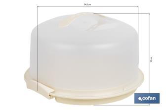 Tartera Redonda Modelo Pavlova en color crema | Incluye asa y tapa | Medidas: 34,5 x 18,5 cm - Cofan