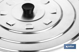 Aluminium lid with steam vents and ABS knob - Cofan