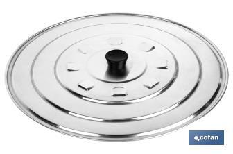 Aluminium lid with steam vents and ABS knob - Cofan