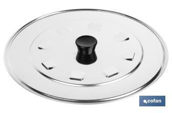 Stainless steel lid with steam vents and ABS knob - Cofan