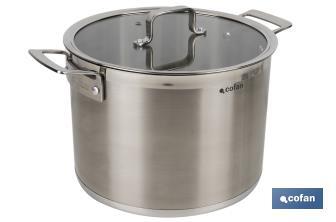 Stainless-steel pots | Available in different capacities | Lid included | Cadenza Model - Cofan