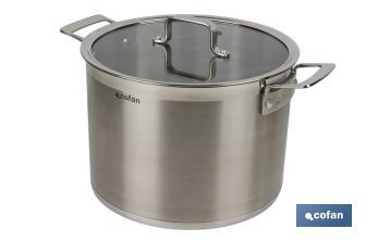 Stainless-steel pots | Available in different capacities | Lid included | Cadenza Model - Cofan