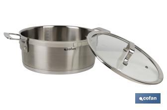 Stainless-steel pots | Available in different capacities | Lid included | Cadenza Model - Cofan