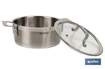 Stainless-steel pots | Available in different capacities | Lid included | Cadenza Model - Cofan