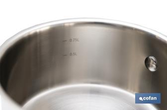 Stainless-steel saucepan | Capacity: 1 litre | Lid not included | Cadenza Model - Cofan