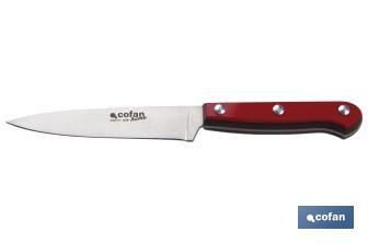 Cuchillo puntilla Modelo Papikra | Medida hoja 11 centímetros | Color rojo | Hoja de acero inox - Cofan