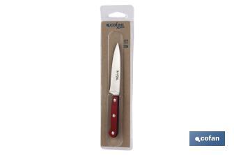 Cuchillo puntilla Modelo Papikra | Medida hoja 11 centímetros | Color rojo | Hoja de acero inox - Cofan