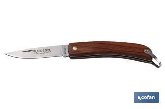 Coltello a serramanico da montagna | Dimensioni della lama: 8,5 cm | Colore: marrone | Lama di acciaio inox - Cofan