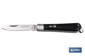 Naval pocket knife | Blade size: 8cm | Pen pocket knife | Stainless-steel blade | Polypropylene handle | Black - Cofan